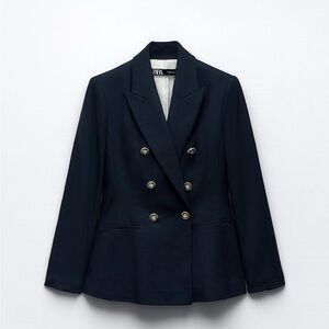 Zara double breasted weave jacket